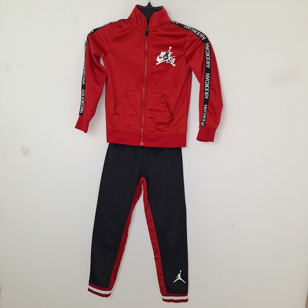 Y2K Retro Nike Air Jordan Kids Tracksuit Set Red Black Sz 6 Athletic Sportswear
